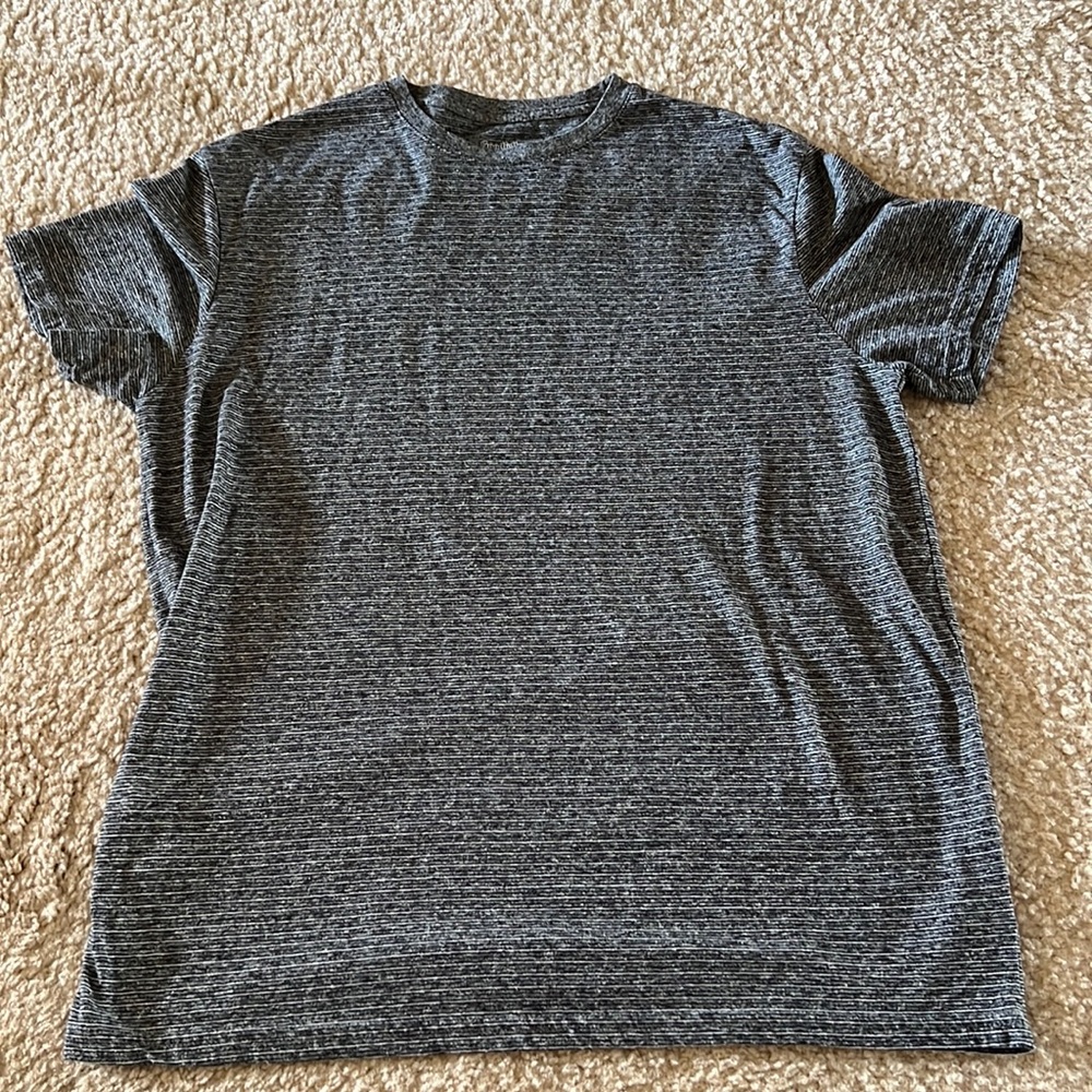 Heather Gray Tee with Thin Black Stripes Casual Standard Fit Shirt